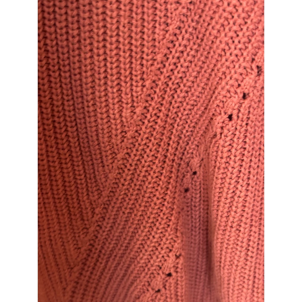 Lucky Brand Womens Terracotta Rust Cotton Shaker‎ Knit Lace Up Back Sweater - Picture 5 of 8